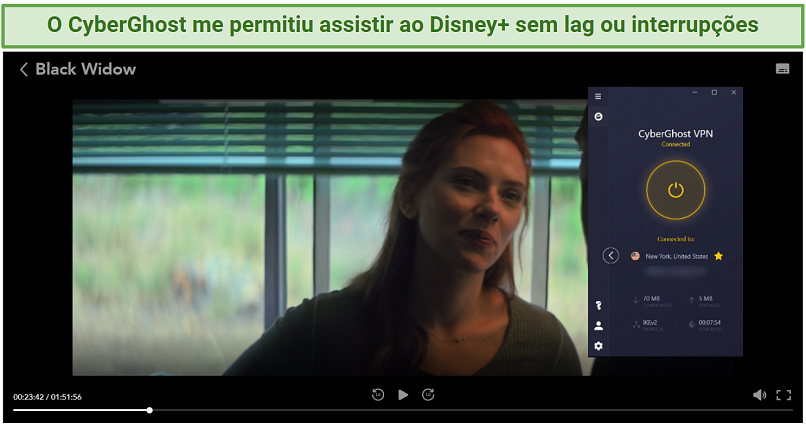 Image of CyberGhost successfully unblocking Disney+