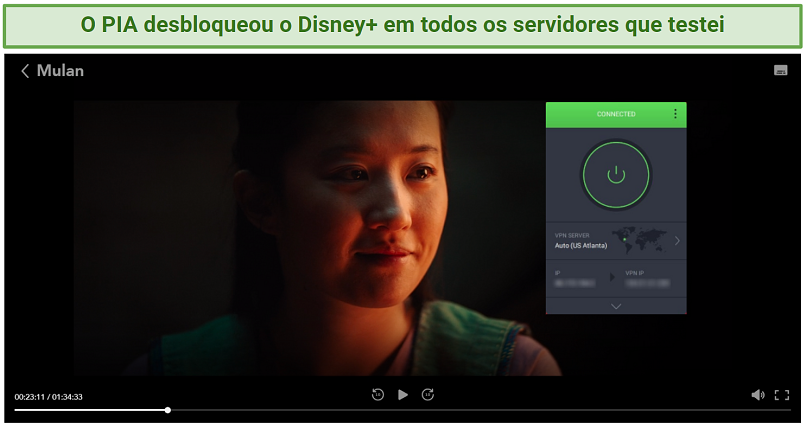 Image of Private Internet Access successfully unblocking Disney+