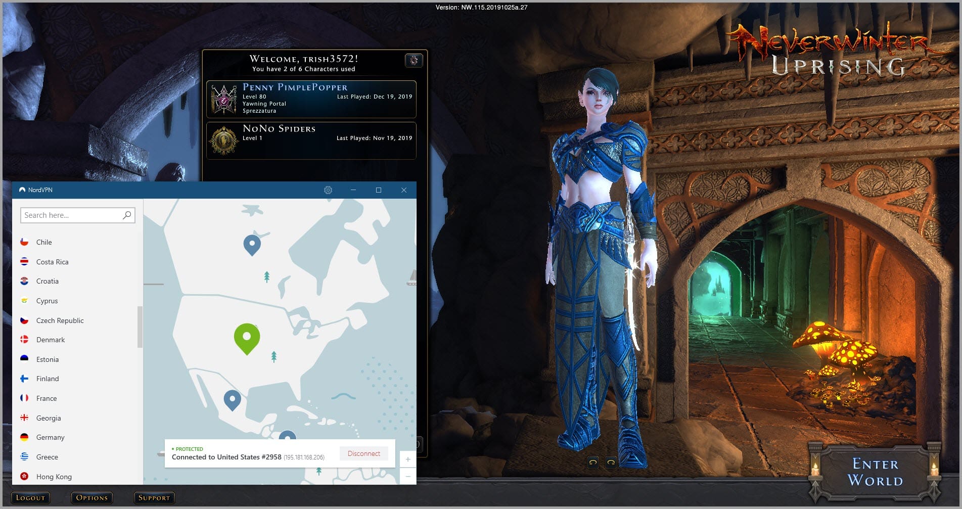 Neverwinter with VPN