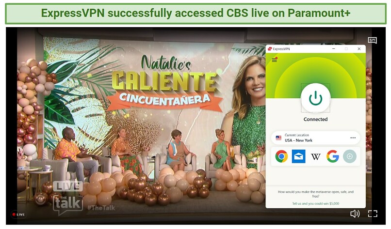 A screenshot of an episode of The Talk streaming live on CBS, played on the Paramount+ app