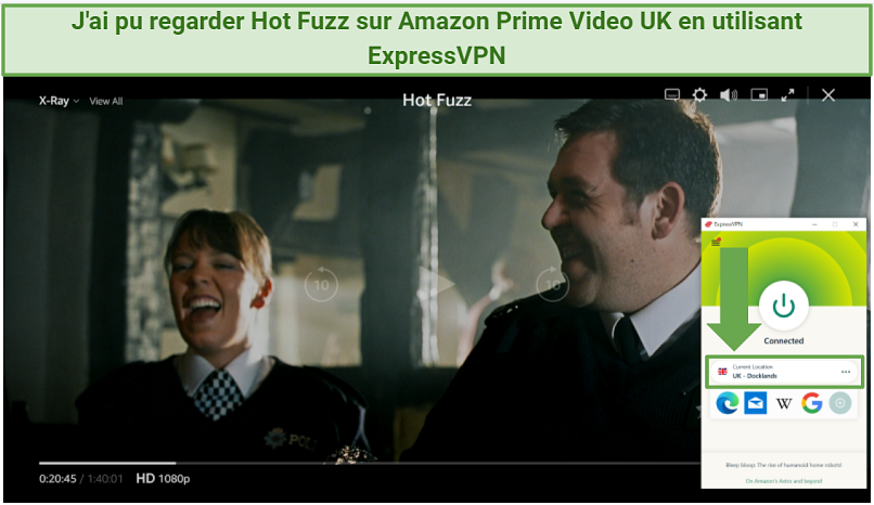 A screenshot showing ExpressVPN unblocking Amazon Prime Video