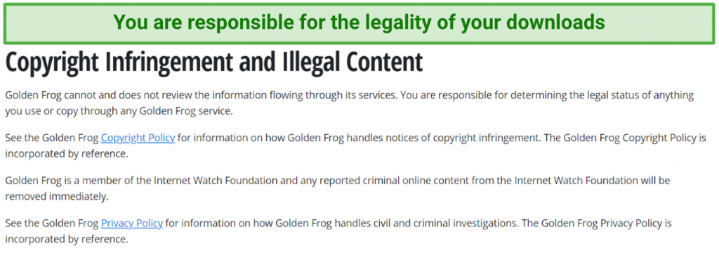 Image showing VyprVPN's terms of use