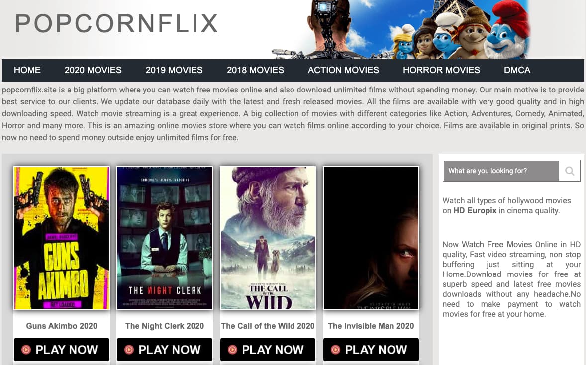 Popcornflix Homepage