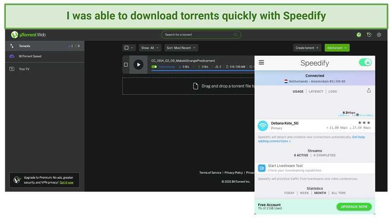 graphic showing Speedify with uTorrent