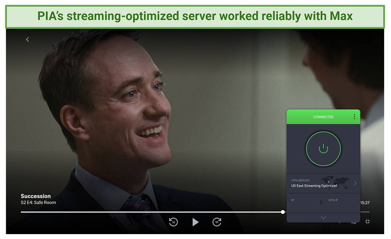 Streaming HBO Max with PIA's optimized server