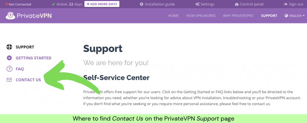 PrivateVPN contact us