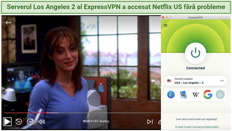 Screenshot of ExpressVPN unblocking Netflix US