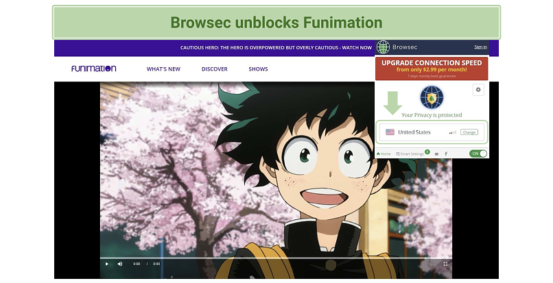 Screenshot of Funimation working