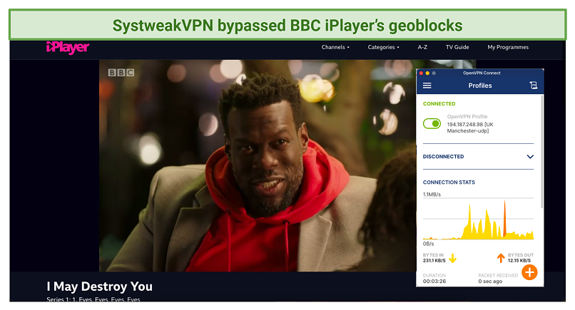 screenshot of BBC iPlayer streaming 
