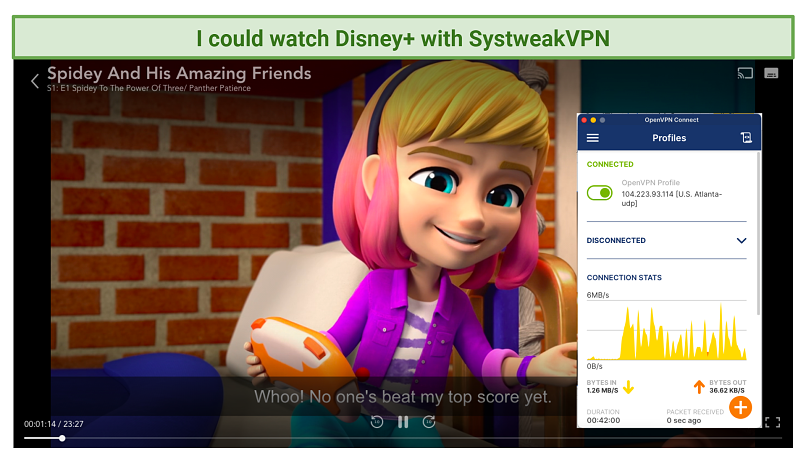 screenshot of Disney+ streaming 