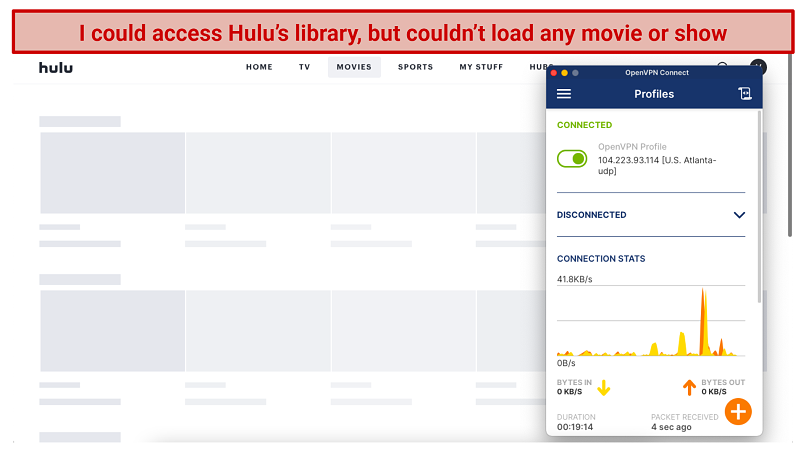 screenshot of Hulu website being blocked with SystweakVPN
