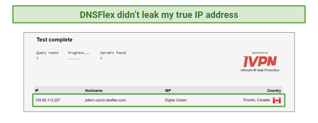 Leak test performed on DNSFlex.