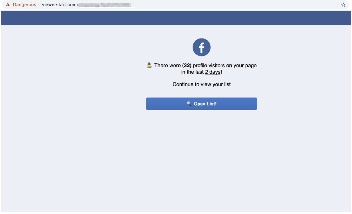 Facebook scam fake website