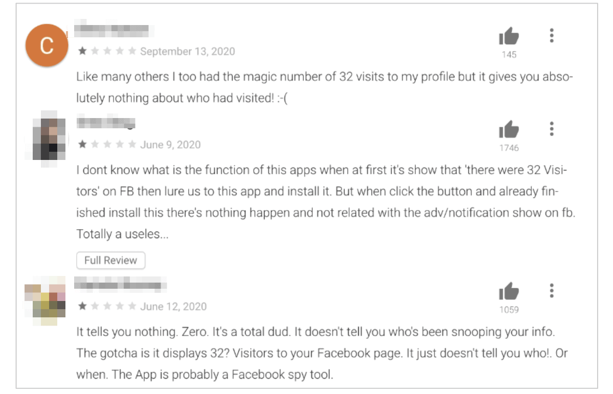 Facebook scam app reviews