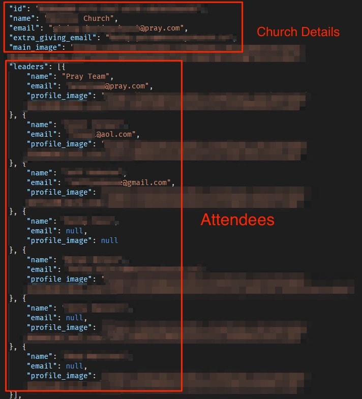 Pray App leak Church Attendees