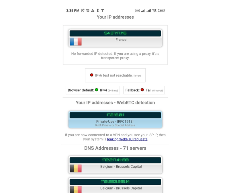 A screenshot of Thunder VPN using virtual servers