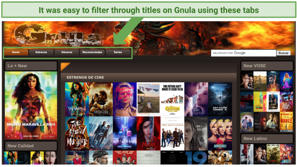 Filtering through titles on Gnula using tabs