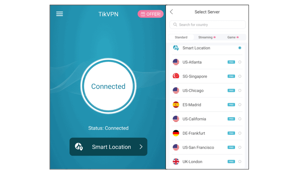 TikVPN server connection