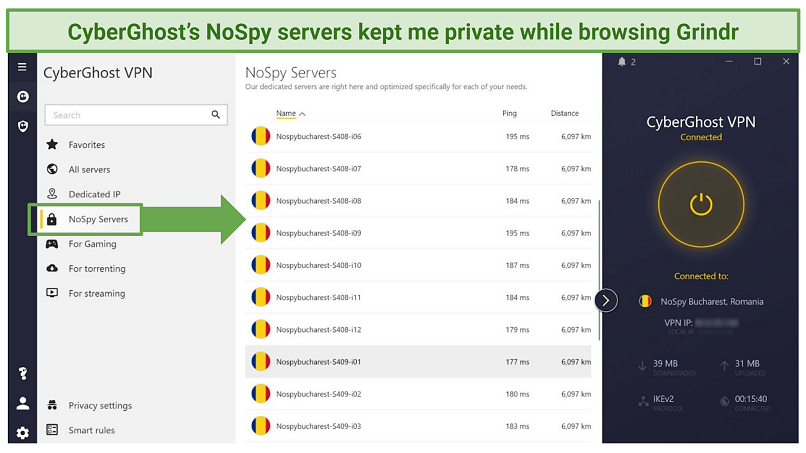 Screenshot of ExpressVPN accessing Grindr on Android