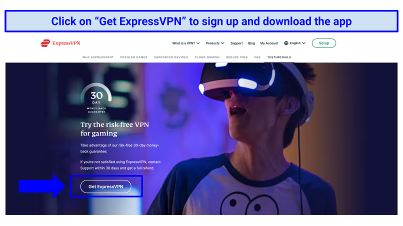 Screenshot of ExpressVPNs home page