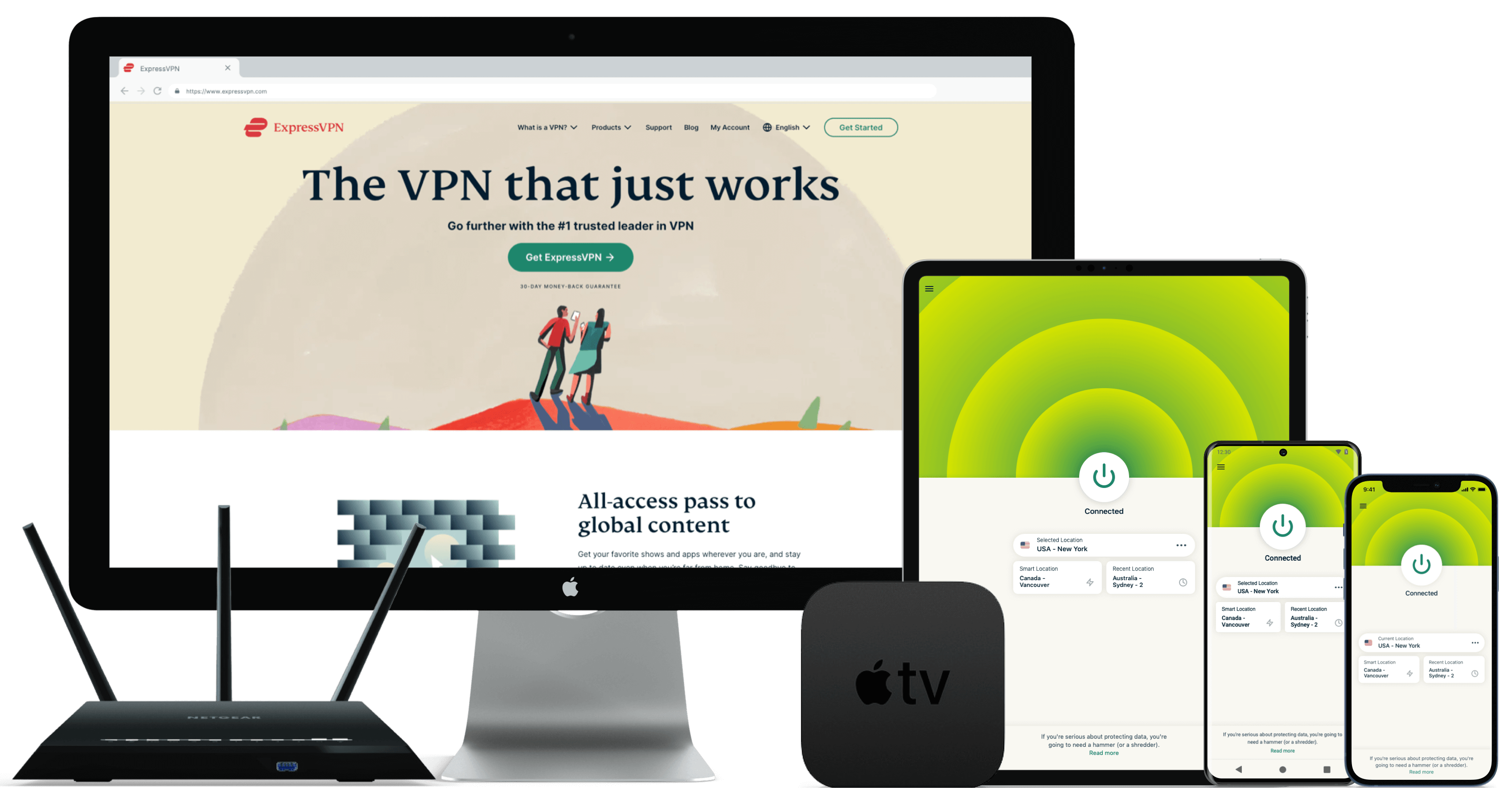  Small sortment of technological devices compatible with ExpressVPN.