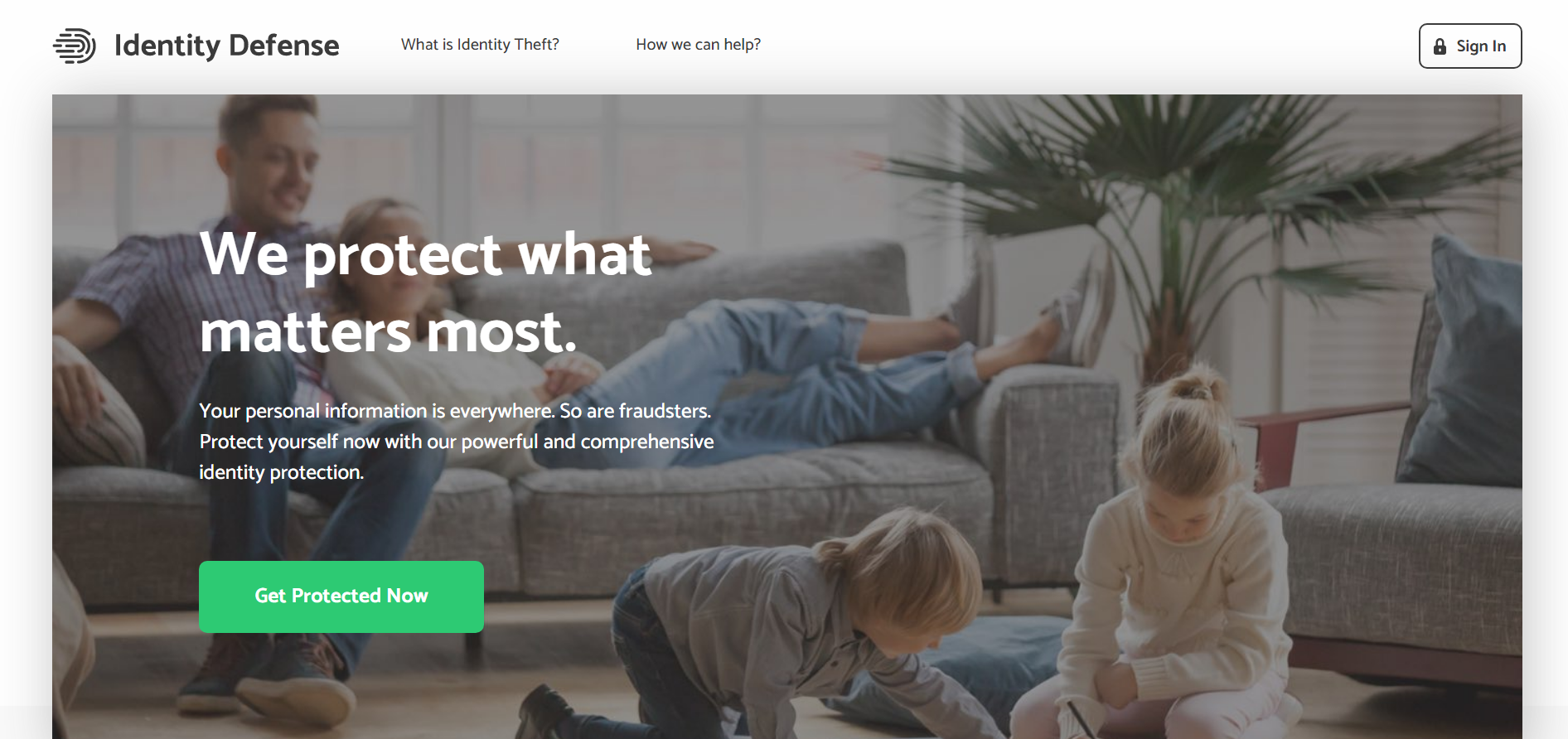 A screenshot of the ID Defense website homepage.