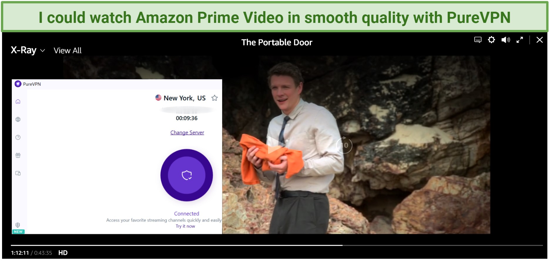 Screenshot showing that PureVPN works with Amazon Prime Video