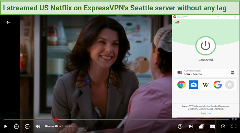 Graphic showing Netflix on ExpressVPN