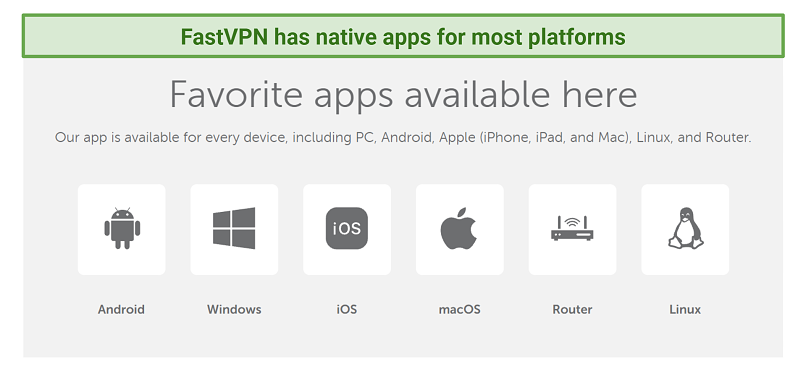 screenshot of FastVPN's device compatibility