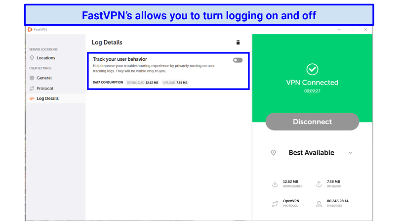 screenshot of FastVPN's 