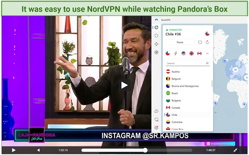 A screenshot showing that NordVPN can unblock La Red