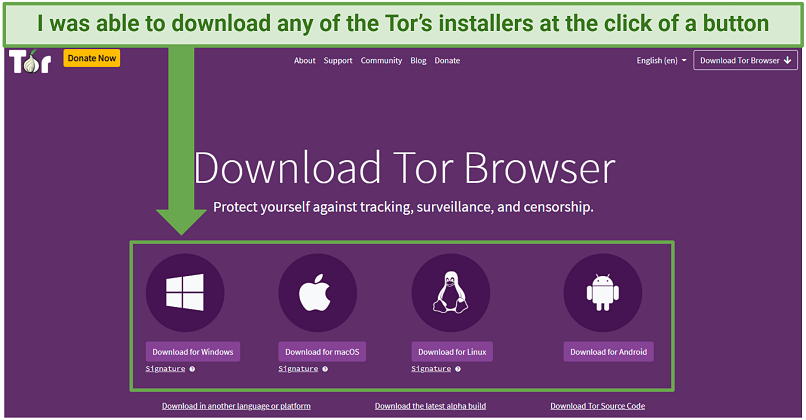 A screenshot showing Tor is compatible with different devices.