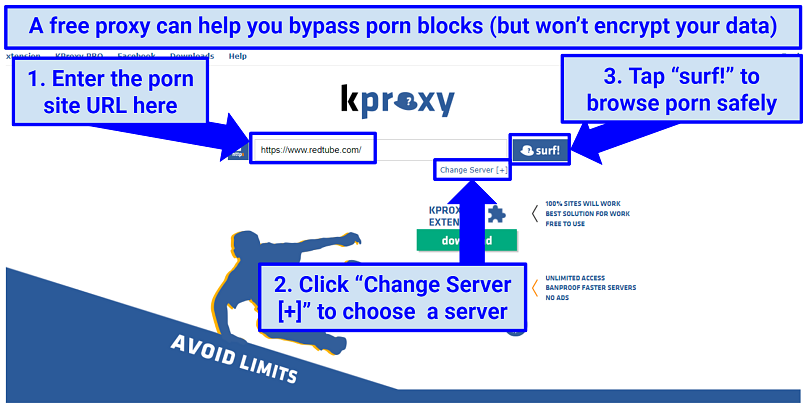 A screenshot showing it's easy to watch porn with a proxy