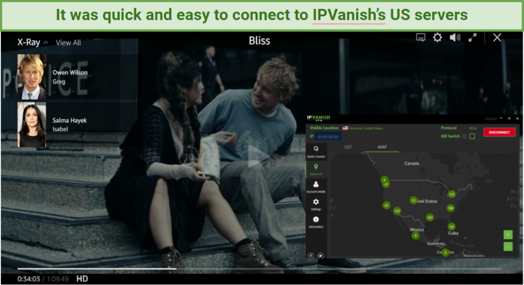 Screenshot of Bliss playing on Amazon Prime Video using IPVanish's US servers