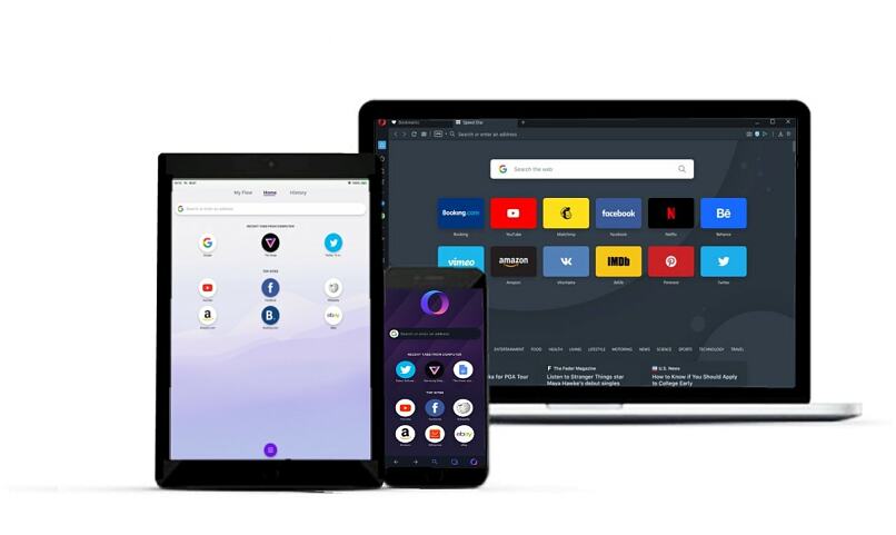 Pequeña variedad de dispositivos tecnológicos compatibles con la VPN de Opera