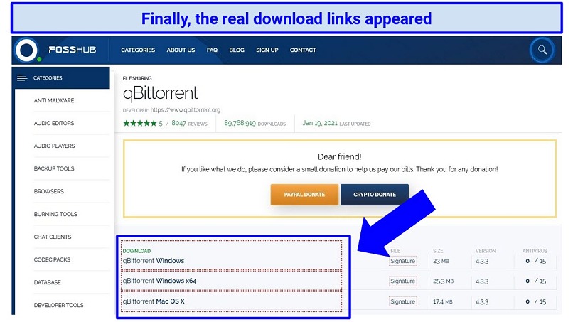 Screenshot showing another page of download links from qBittorrent