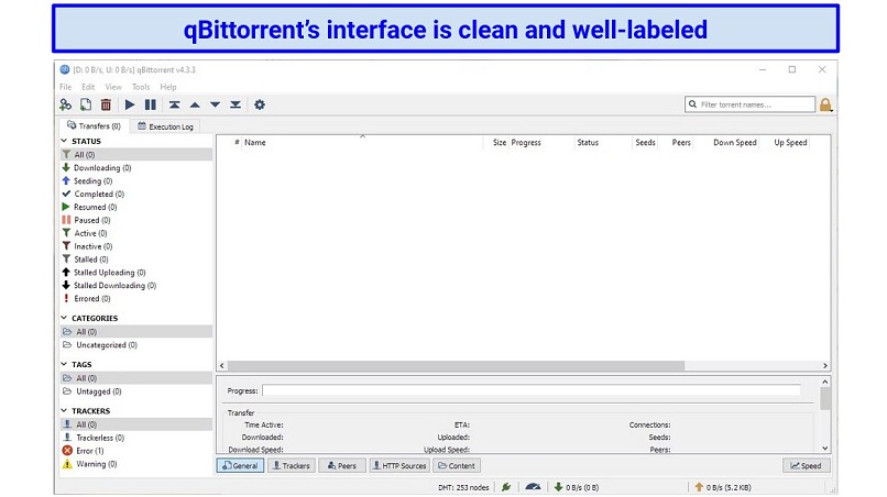 Screenshot of the qBittorrent interface