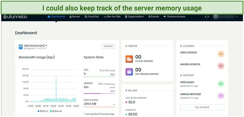 A screenshot showing a utunnel.io clutter-free user interface