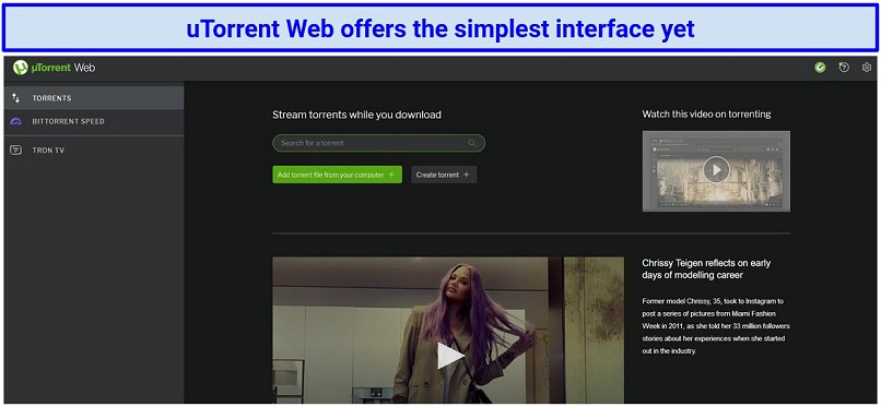 Screenshot of the uTorrent Web interface