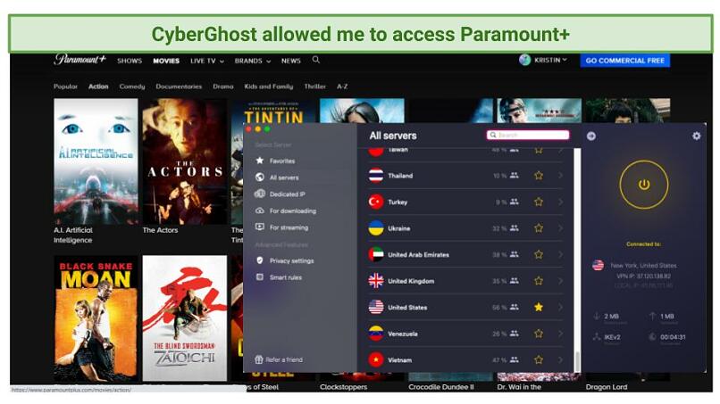 Screenshot of Paramount+