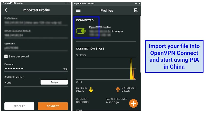 Use o aplicativo OpenVPN Connect para fazer com que a PIA funcione na China