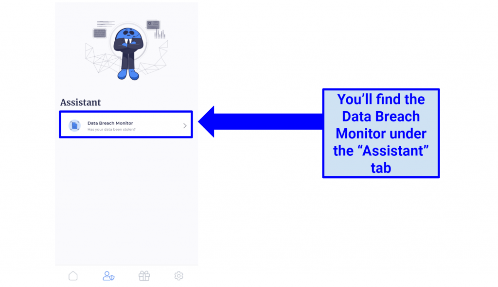 Screenshot showing Data Breach Monitor in Atlas VPN Android app