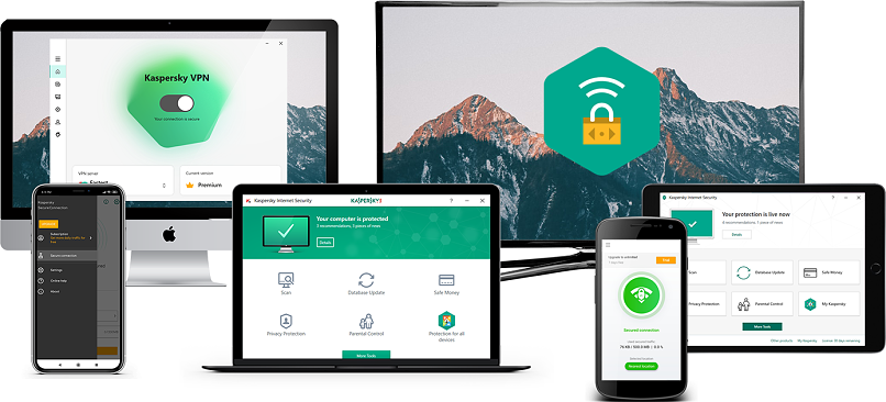 Pequeña variedad de dispositivos tecnológicos compatibles con la conexión segura de Kaspersky