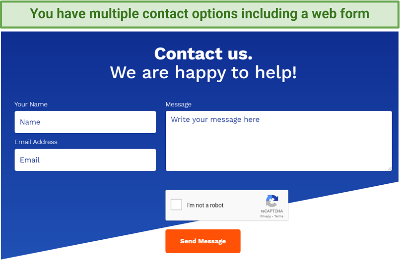 screenshot of GoodAccess' contact form