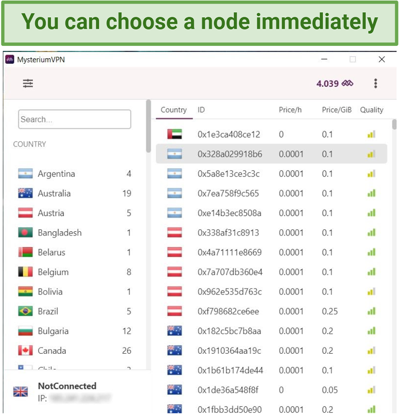 Image showing Mysterium VPN easy to use interface