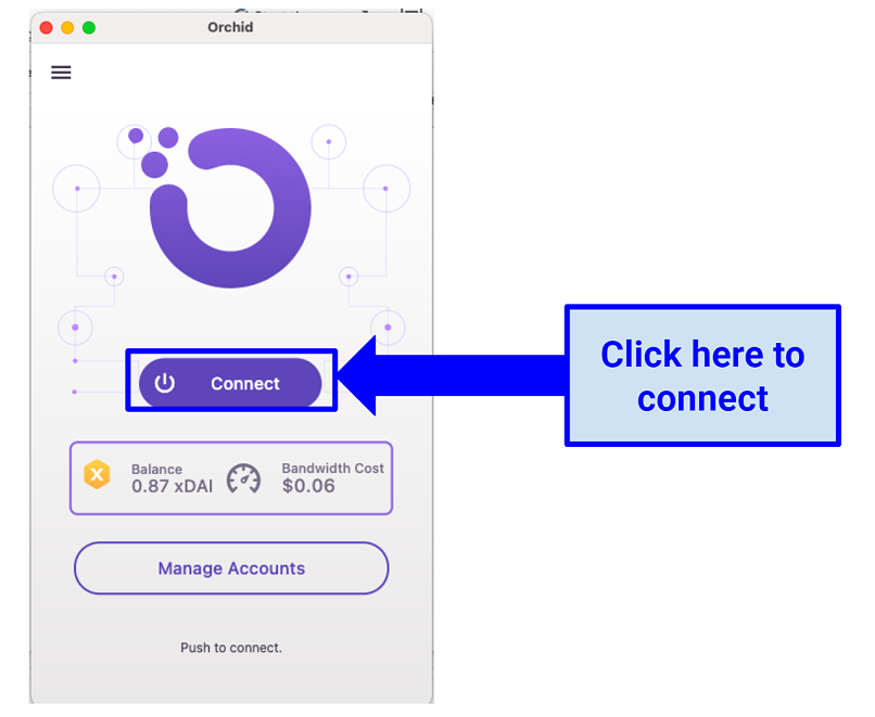 Image showing Orchid VPN app and connect button