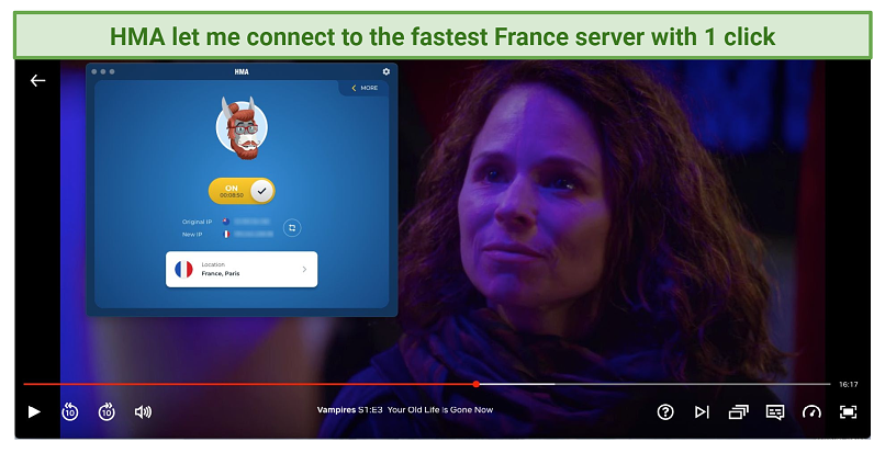 Graphic showing HMA with Netflix France