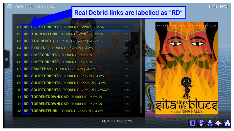 Image showing Real Debrid links