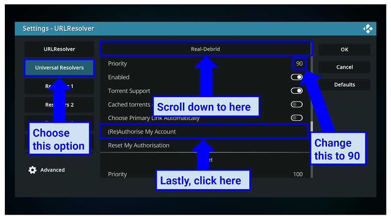 Graphic showing URLResolver settings