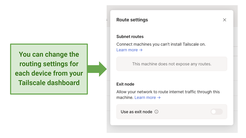 screenshot of Tailscale's dashboard